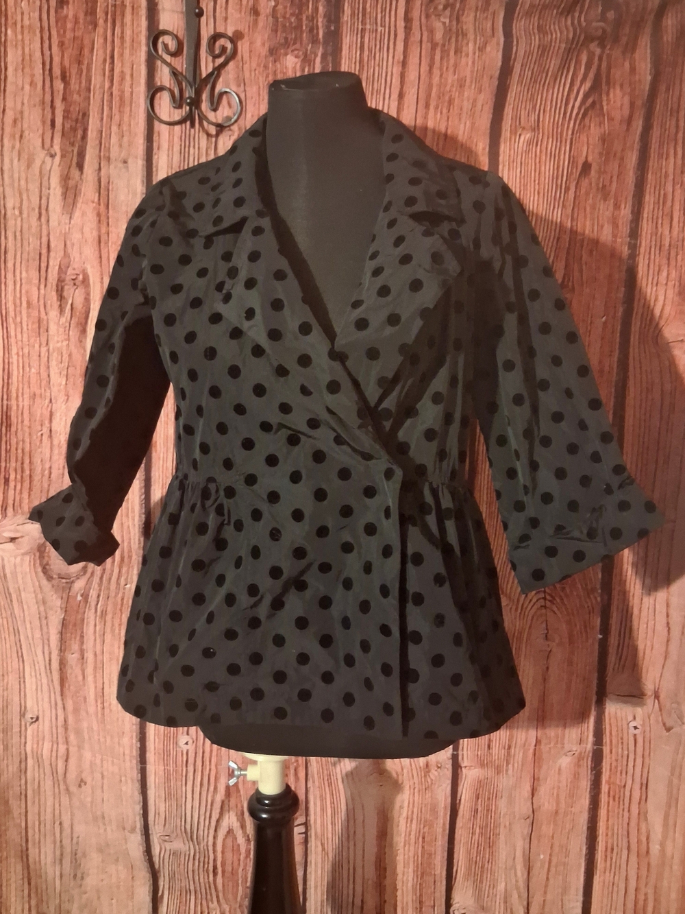 Joseph Ribkoff Black Polka Dot Peplum Blazer